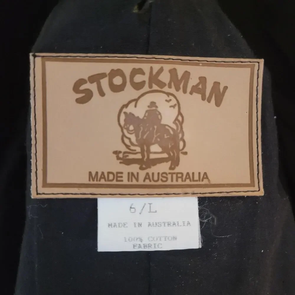 Stockman Coat Large Black Waxed Canvas Drover Duster Riding Western Australia